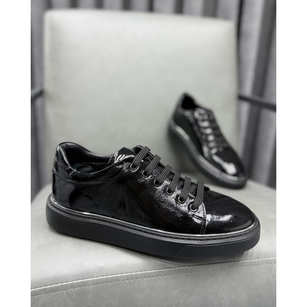 Erkek Premium Glossy Rugan Deri Sneaker Ayakkabı