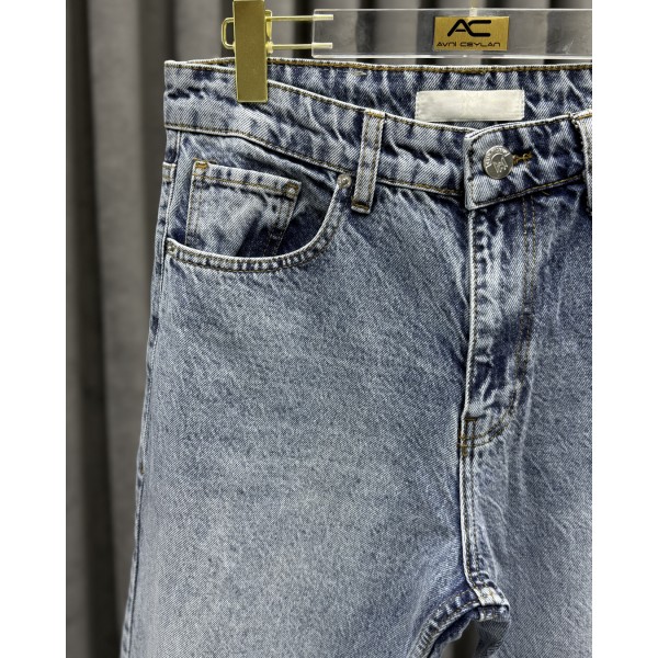Erkek Premium Buz Mavisi Baggy Fit Jean Pantolon