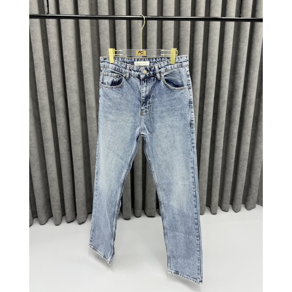Erkek Premium Buz Mavisi Baggy Fit Jean Pantolon