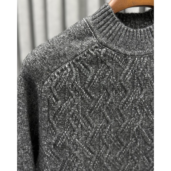 Erkek Modern Fit %50 Yünlü Dokuma Desen Triko Kazak
