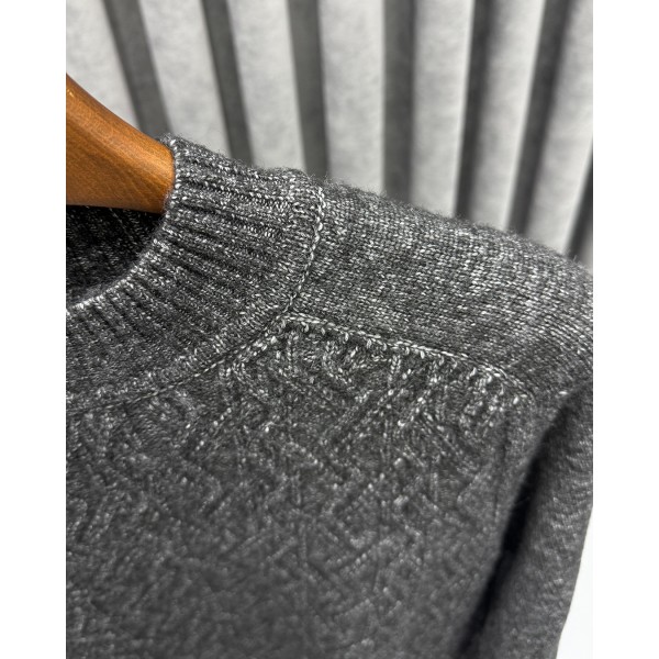Erkek Modern Fit %50 Yünlü Dokuma Desen Triko Kazak