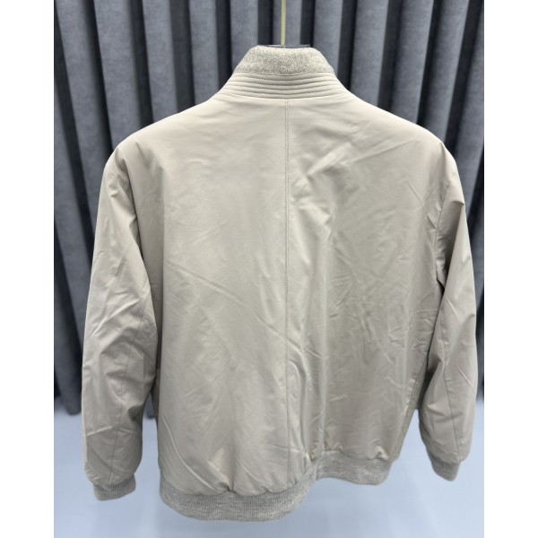 Erkek Premium Bej Garnili Kaşe Bomber Mont
