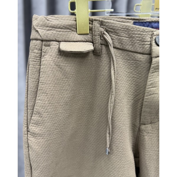 Erkek Premium Bel Lastikli Dokulu Şık Kumaş Pantolon