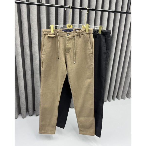 Erkek Premium Bel Lastikli Dokulu Şık Kumaş Pantolon
