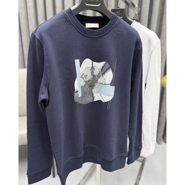 Erkek Premium 3 İplik Baskılı Bisiklet Yaka Sweatshirt