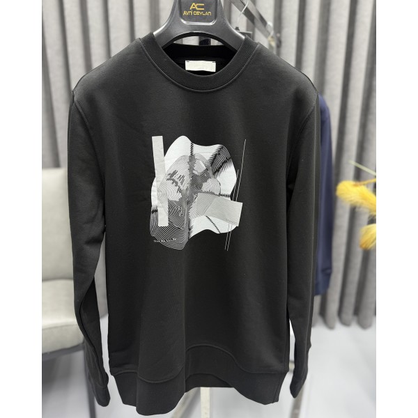 Erkek Premium 3 İplik Baskılı Bisiklet Yaka Sweatshirt