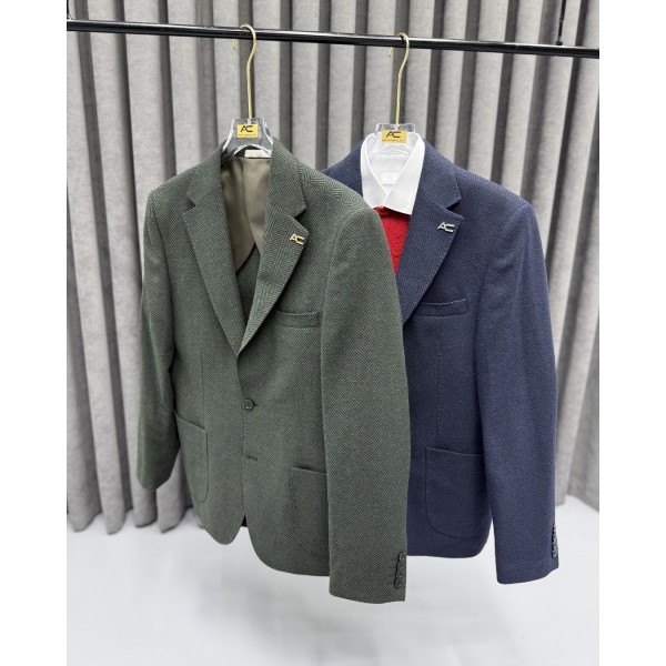 Erkek Premium Balıksırtı Dokulu Klasik Blazer Ceket