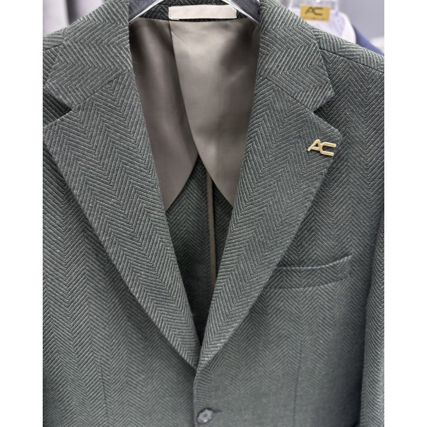 Erkek Premium Balıksırtı Dokulu Klasik Blazer Ceket