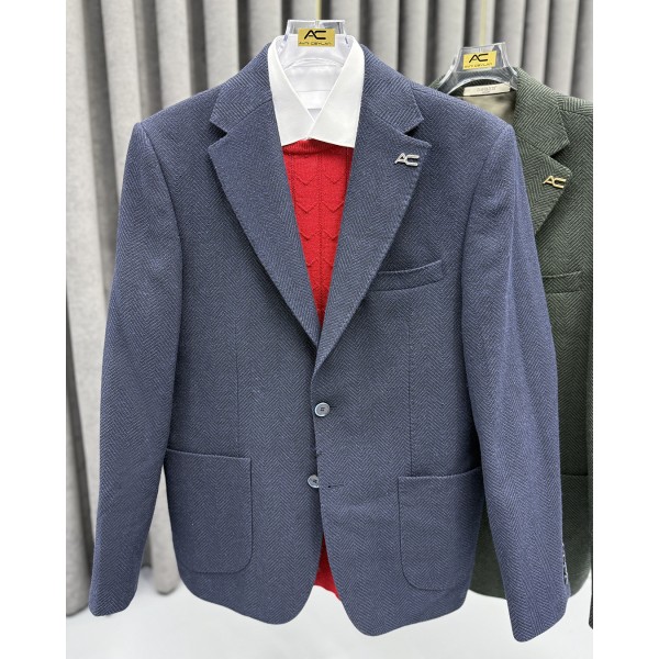 Erkek Premium Balıksırtı Dokulu Klasik Blazer Ceket