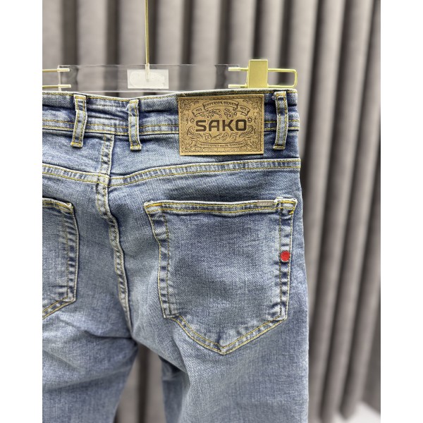 Erkek Modern Fit Buz Mavisi Yıkamalı Kot Pantolon