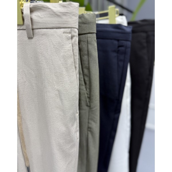 Erkek Modern Fit Fitilli Kumaş Likralı Bel Lastikli İpli Pantolon