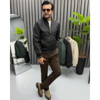 Erkek Premium Dik Yaka Fermuarlı Mevsimlik Bomber Ceket
