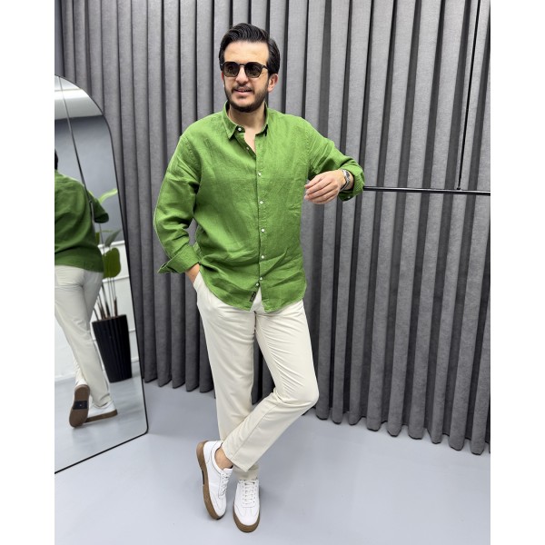 Erkek Natural Fresh Ham Keten Gömlek 