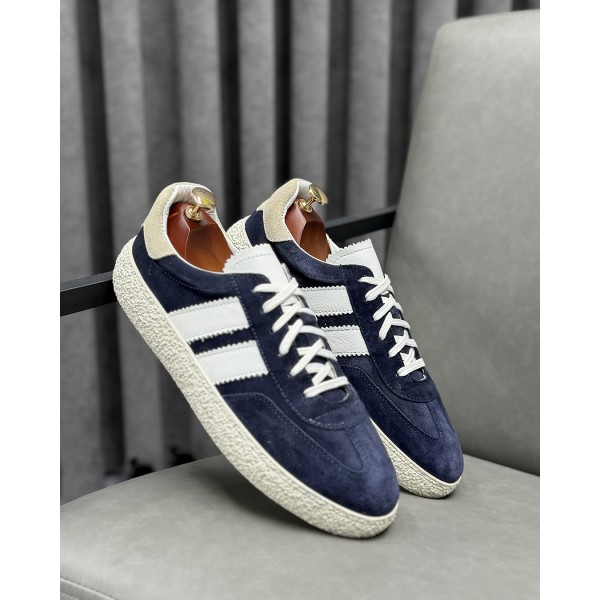 Erkek Premium Lacivert Süet Retro Çizgili Sneaker