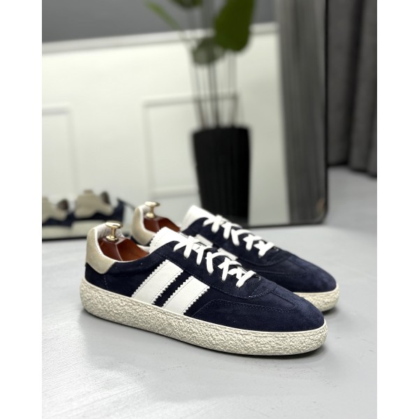 Erkek Premium Lacivert Süet Retro Çizgili Sneake...