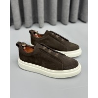 Erkek Premium Kahverengi Süet Bağcıksız Casual Sneaker