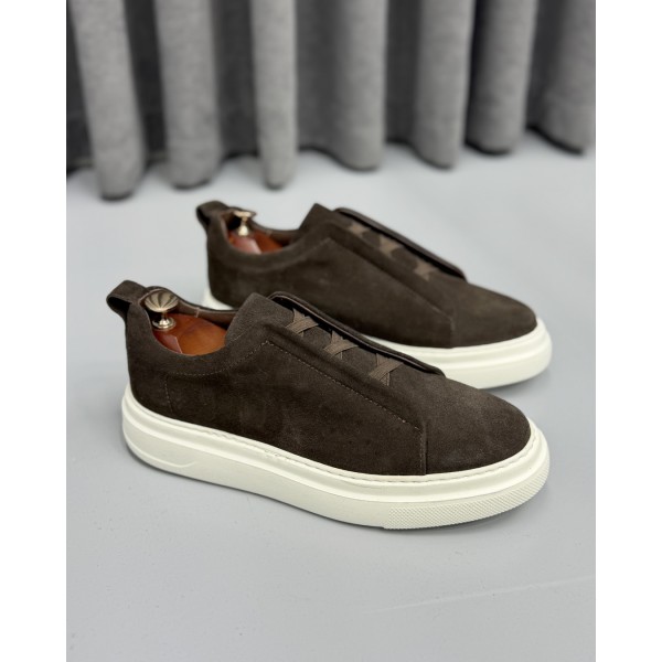 Erkek Premium Kahverengi Süet Bağcıksız Casual...