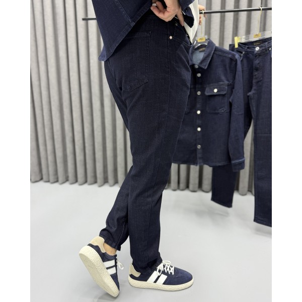 Erkek Premium Dark Blue Jean Takım Ceket