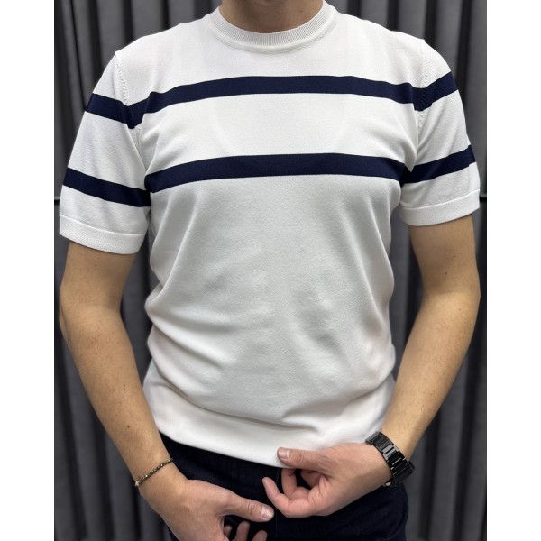 Erkek Modern Casual Rayon Kumaş Çizgili Triko 