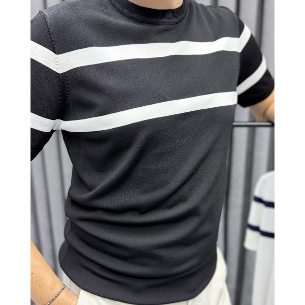 Erkek Modern Casual Rayon Kumaş Çizgili Triko 