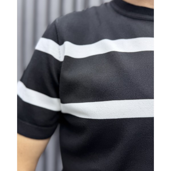 Erkek Modern Casual Rayon Kumaş Çizgili Triko 