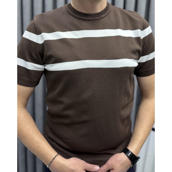 Erkek Modern Casual Rayon Kumaş Çizgili Triko 