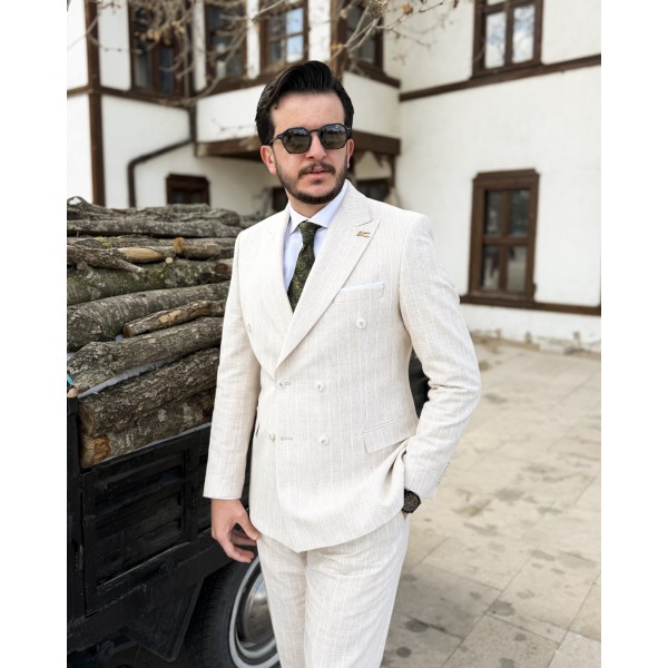 Erkek Premium Natural Tone Kruvaze Takım 
