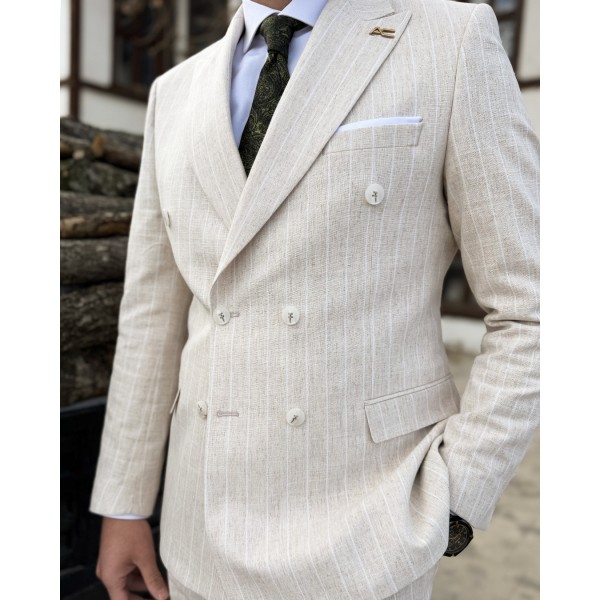 Erkek Premium Natural Tone Kruvaze Takım 