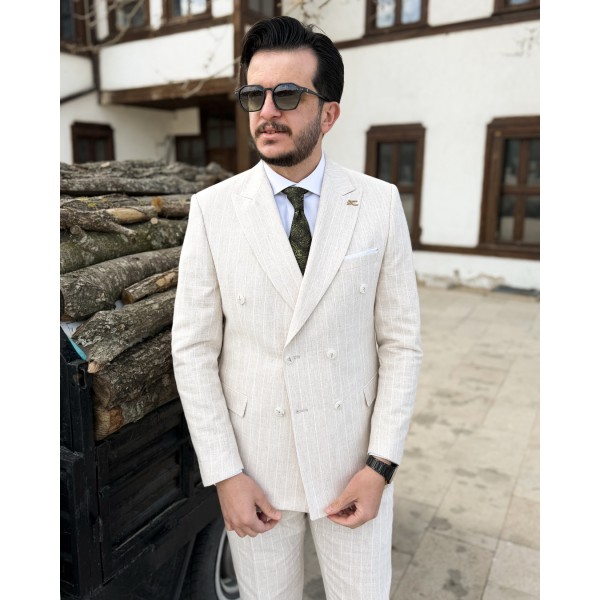 Erkek Premium Natural Tone Kruvaze Takım 