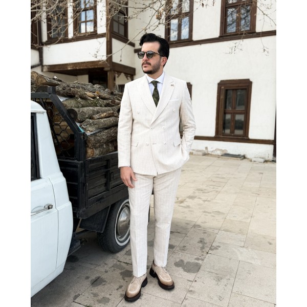 Erkek Premium Natural Tone Kruvaze Takım 