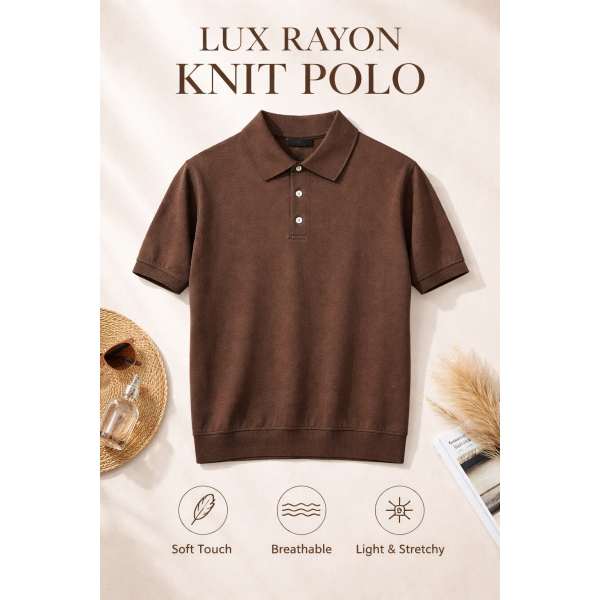 Erkek Luxury Rayon Knit Polo Yaka Triko