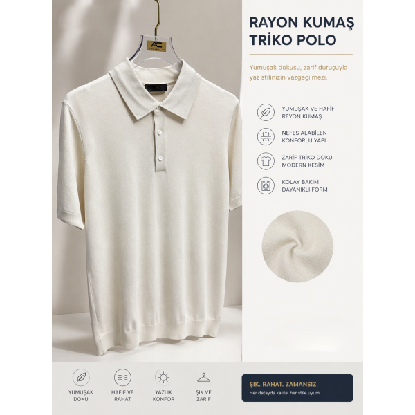 Erkek Luxury Rayon Knit Polo Yaka Triko