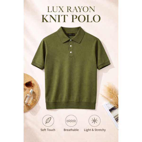 Erkek Luxury Rayon Knit Polo Yaka Triko