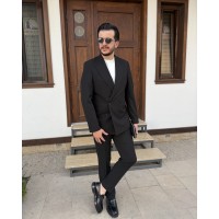 Erkek Premium İtalyan Yaka 4 Düğmeli Kruvaze Takım Elbise