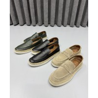 Erkek Hakiki Deri El İşçiliği İtalyan Stil Hasır Tabanlı Casual Loafer Ayakkabı