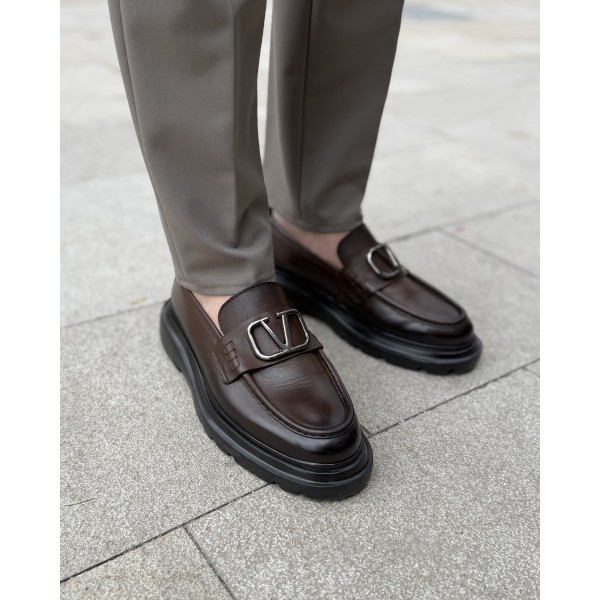 Erkek Luxury Metal Tokalı Kalın Taban Loafer Aya...