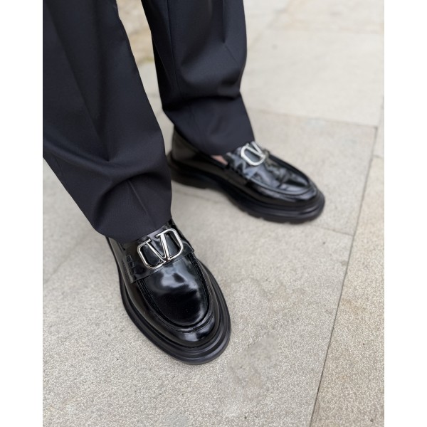 Erkek Luxury Metal Tokalı Kalın Taban Loafer Ayakkabı