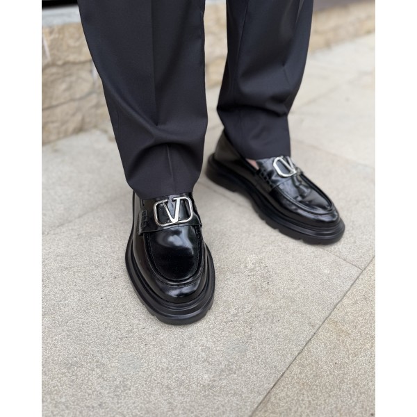 Erkek Luxury Metal Tokalı Kalın Taban Loafer Ayakkabı
