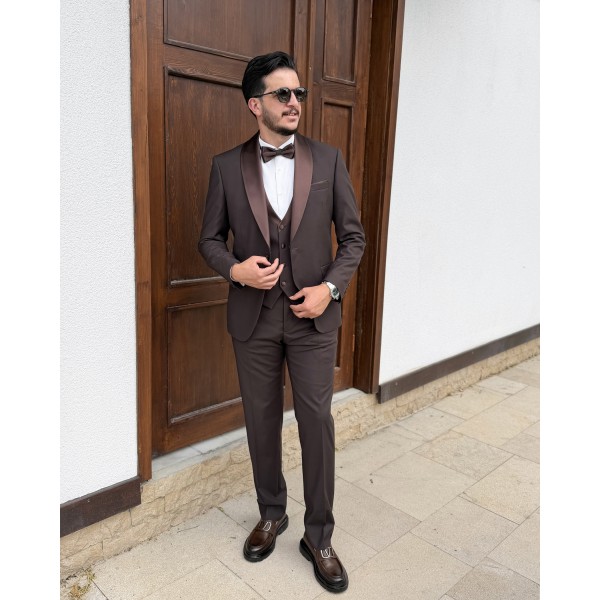Milano Collection Kahve Slim Fit Özel Gün Smokin...
