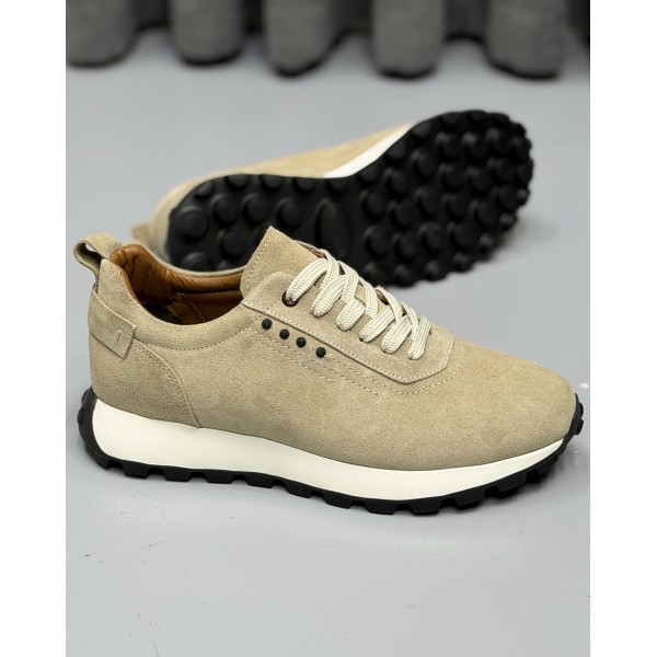 Erkek Hakiki Deri Süet Casual Sneaker – Kalın Taban Günlük ve Smart Casual Spor Ayakkabı