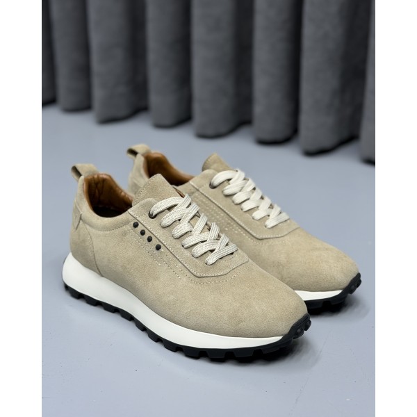 Erkek Hakiki Deri Süet Casual Sneaker – Kalın Taban Günlük ve Smart Casual Spor Ayakkabı