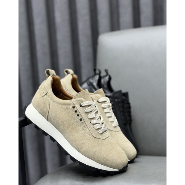Erkek Hakiki Deri Süet Casual Sneaker – Kalın Taban Günlük ve Smart Casual Spor Ayakkabı