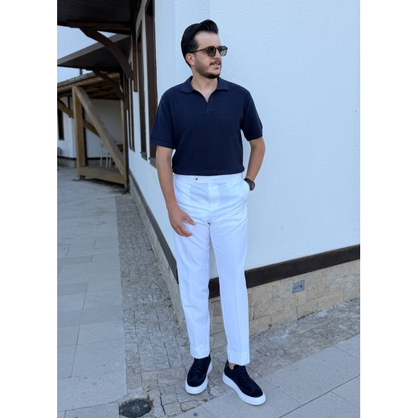 Erkek Premium Dokulu Triko Polo Yaka Kısa Kollu Tişört – Slim Fit Yazlık Şık Tasarım