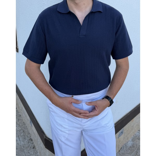 Erkek Premium Dokulu Triko Polo Yaka Kısa Kollu Tişört – Slim Fit Yazlık Şık Tasarım