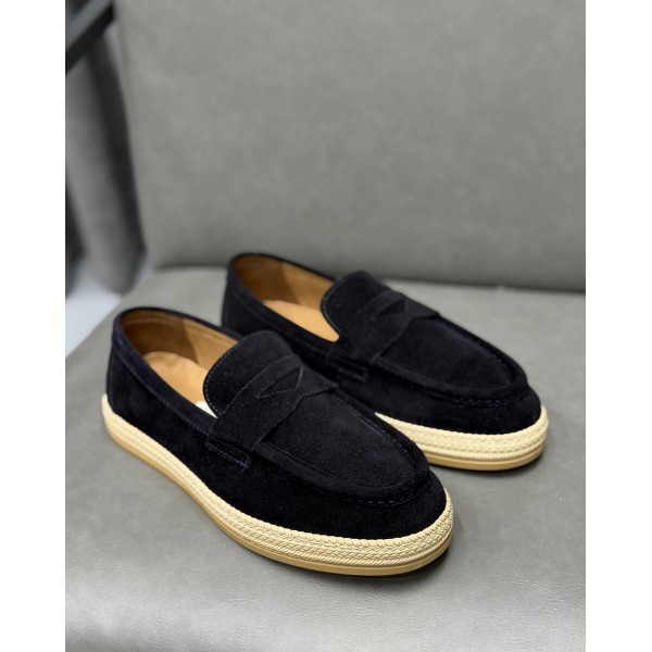 Erkek Hakiki Süet Penny Loafer Günlük Casual Ayakkabı – Siyah / Lacivert / Bej