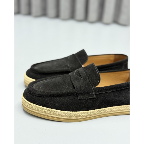 Erkek Hakiki Süet Penny Loafer Günlük Casual Ayakkabı – Siyah / Lacivert / Bej