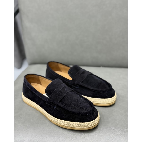 Erkek Hakiki Süet Penny Loafer Günlük Casual Ayakkabı – Siyah / Lacivert / Bej