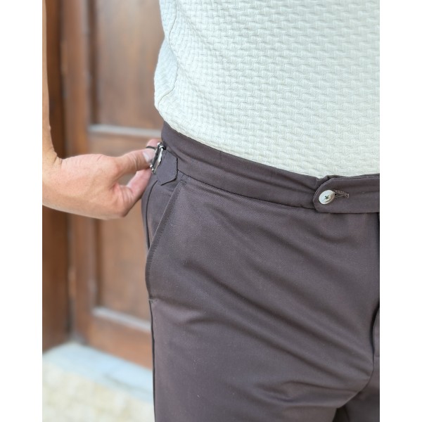 Erkek Premium Beyaz Tokalı Yüksek Bel Kumaş Pantolon – İtalyan Kesim Smart Casual Klasik Pantolon