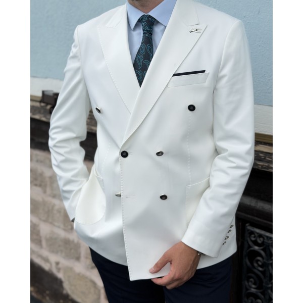 Erkek Premium İtalyan Stil Kombinli Kruvaze Takım Elbise – Çift Düğmeli Slim Fit Ceket ve Kumaş Pantolon