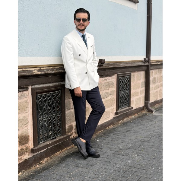 Erkek Premium İtalyan Stil Kombinli Kruvaze Takım Elbise – Çift Düğmeli Slim Fit Ceket ve Kumaş Pantolon